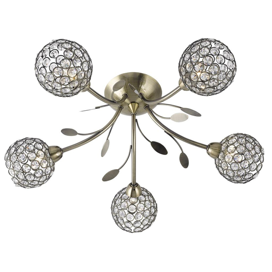 Bellis II 5 Lights Clear Glass Flush Ceiling Light In Chrome