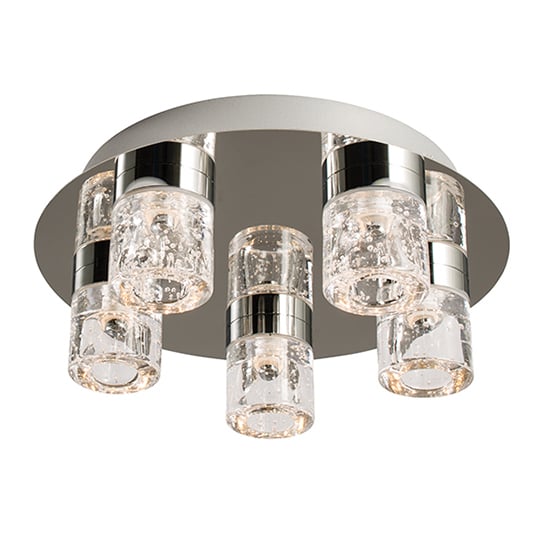 Imperial 5 Lights Clear Glass Flush Ceiling Light In Chrome ...