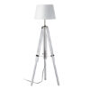 Jaspro White Fabric Shade Floor Lamp With Wooden Tripod Base