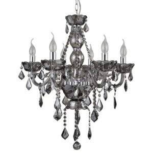 Murato 6 Bulb Cognac Crystal Chandelier Light Smoked In Chrome