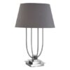 Trento Grey Fabric Shade Table Lamp With EU Plug In Nickel