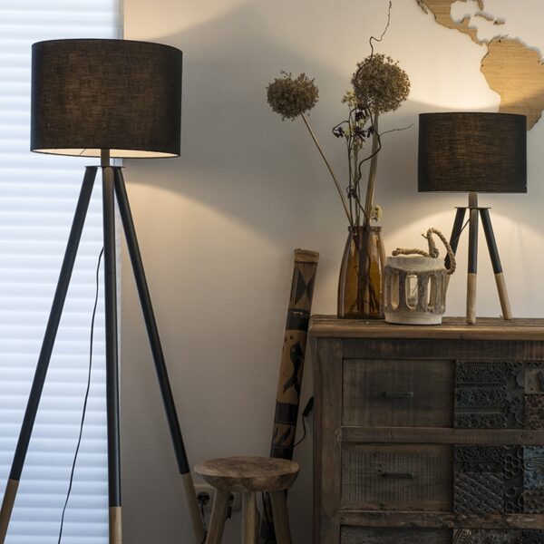 Industrial floor lamp tripod bronze – Mangoes - theperfectlamp.com