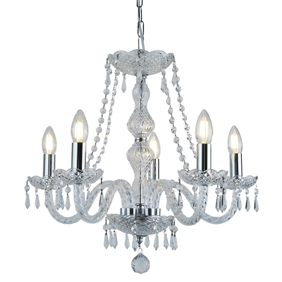 Hale 5 Lights Clear Crystal Chandelier Light In Chrome