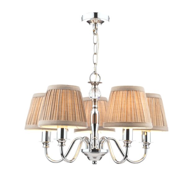 Laura Ashley Ellis 5 Light Ceiling Pendant Light In Polished Chrome With Grey Shades