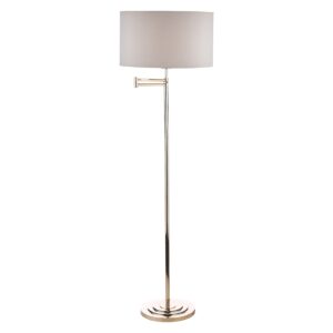 Laura Ashley Marlowe Polished Nickel Swing Arm Floor Lamp With Grey Cotton Shade