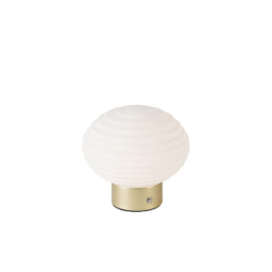 Rechargeable brass table lamp with opal glass – Lexie