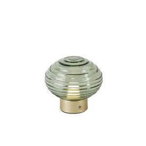 Table lamp brass with green glass rechargeable – Lexie