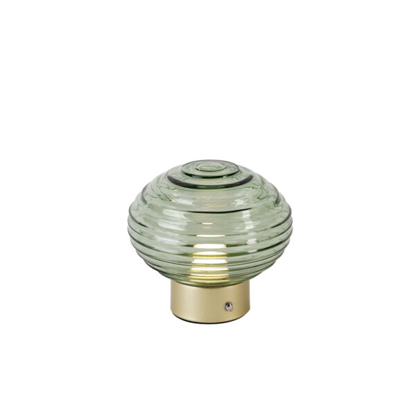 Table lamp brass with green glass rechargeable - Lexie