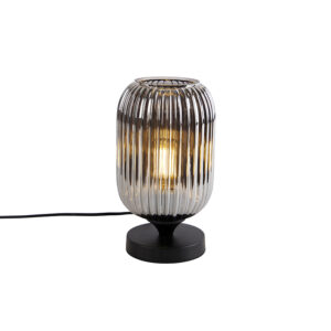 Art Deco table lamp black with smoke glass – Banci