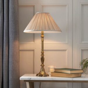Asquith Beige Fabric Shade Table Lamp In Brass
