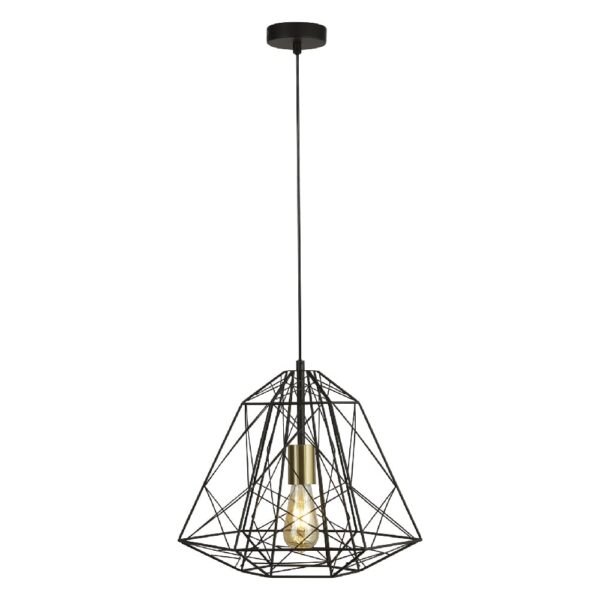 Bern Geomectric Cage Ceiling Pendant Light In Matt Black