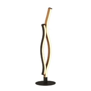 Bloom LED Wood Effect Table Lamp In Black