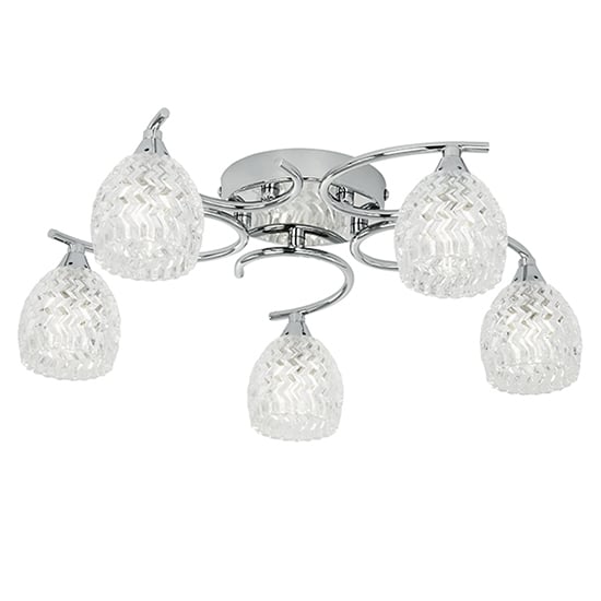 Boyer 5 Lights Glass Semi Flush Ceiling Light In Chrome