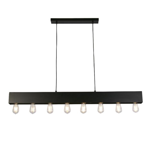 Piano 8 Light Diner Bar Ceiling Pendant Light In Matt Black