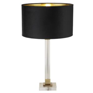 Scarborough Black Velvet Shade Table Lamp In Crystal Base