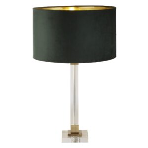 Scarborough Green Velvet Shade Table Lamp In Crystal Base