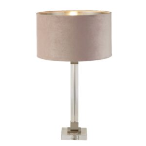 Scarborough Pink Velvet Shade Table Lamp In Crystal Base
