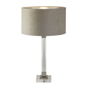 Scarborough Taupe Velvet Shade Table Lamp In Crystal Base