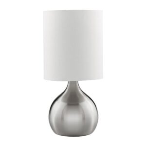 Touch Ivory Fabric Shade Table Lamp In Satin Silver