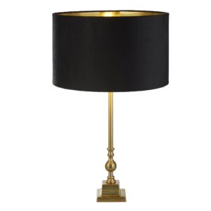Whitby Black Velvet Shade Table Lamp In Antique Brass