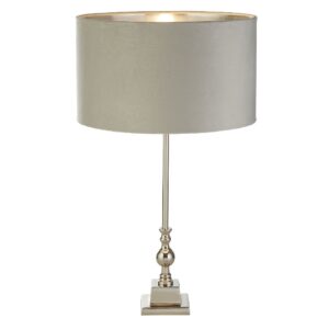 Whitby Light Grey Velvet Shade Table Lamp In Chrome