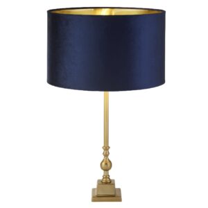 Whitby Navy Velvet Shade Table Lamp In Antique Brass