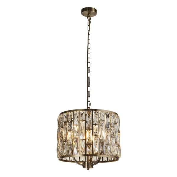 Bijou Champagne Glass Ceiling Pendant Light In Antique Brass