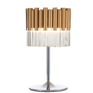 Harrogate Hanging Crystal Shade Table Lamp In Gold And Chrome