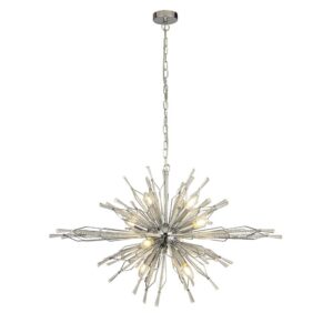 Starburst 8 Light Glass Ceiling Pendant Light In Chrome