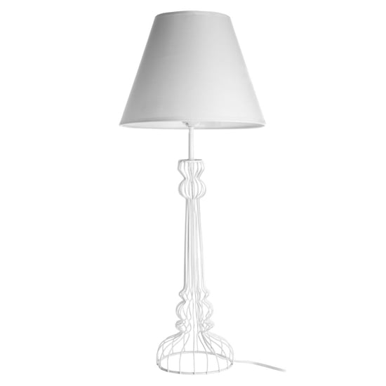 Chicoya White Fabric Shade Table Lamp With Metal Wire Base