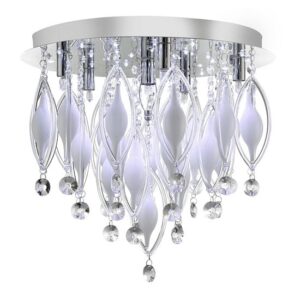 Spindle 6 LED Chrome Semi Flush Ceiling Light With Remote