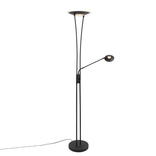 Modern floor lamp black incl. LED with reading arm - Ibiza