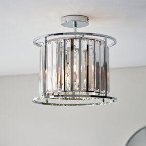 Hamilton 3 Lights Clear Crystals Flush Ceiling Light In Chrome