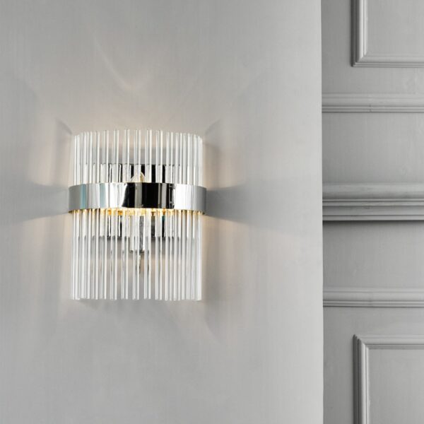 Laura Ashley Alexa Wall Light With Glass Rods In Polished Nickel