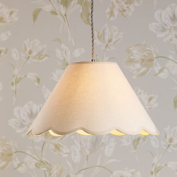 Laura Ashley Cordwell Easy Fit Scalloped Natural Linen Ceiling Pendant Light