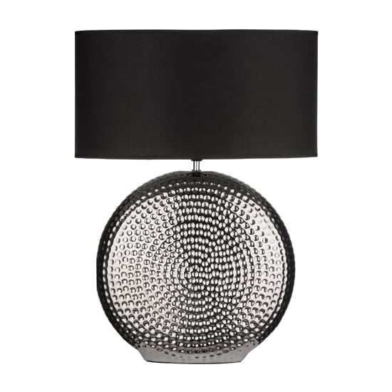 Loketa Black Fabric Shade Table Lamp With Chrome Base