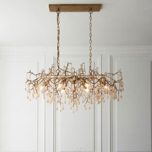 Aberdeen Glass Linear Pendant Ceiling Light In Gold