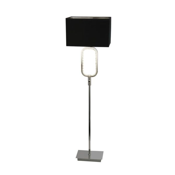 Aura Crystal Glass Floor Lamp In Chrome And Black