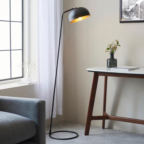 Belfast Metal Floor Lamp In Antique Brass And Matt Black