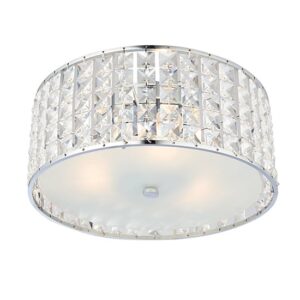 Belfont 3 Lights Faceted Crystals Flush Ceiling Light In Chrome