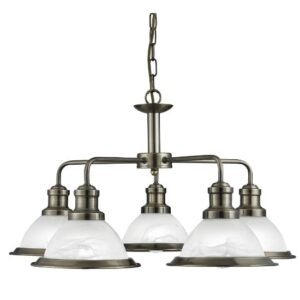 Bistro 5 Light Ceiling Light In Antique Brass