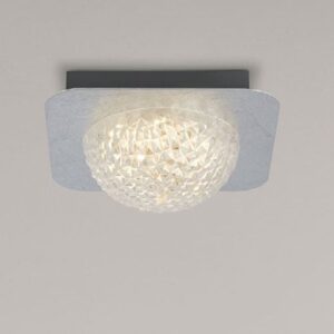 Celestia 1 LED Ceiling Light In Silver Leaf With Clear Acrylic