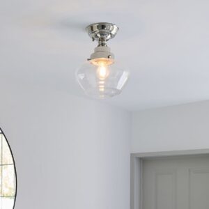 Crowley Clear Glass Semi-Flush Ceiling Light In Chrome