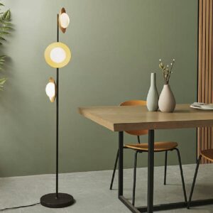 Goshen Opal Glass Shades Floor Lamp In Gold And Dark Bronze