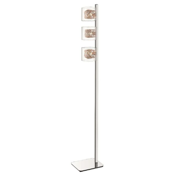 Holland Clear Glass Floor Lamp In Copper And Chrome