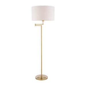 Laura Ashley Marlowe Floor Lamp In Antique Brass With Ivory Cotton Shade