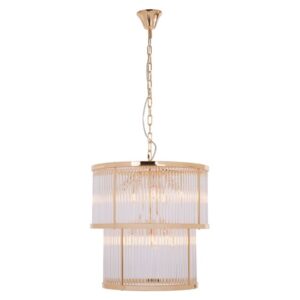 Salas Ribbed Pattern 2 Tier Chandelier Light In Gold