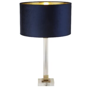 Scarborough Navy Velvet Shade Table Lamp In Crystal Base